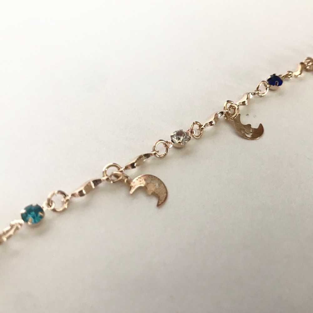 Sailor Moon Gold Chain Crystal Moon Charm Bracelet